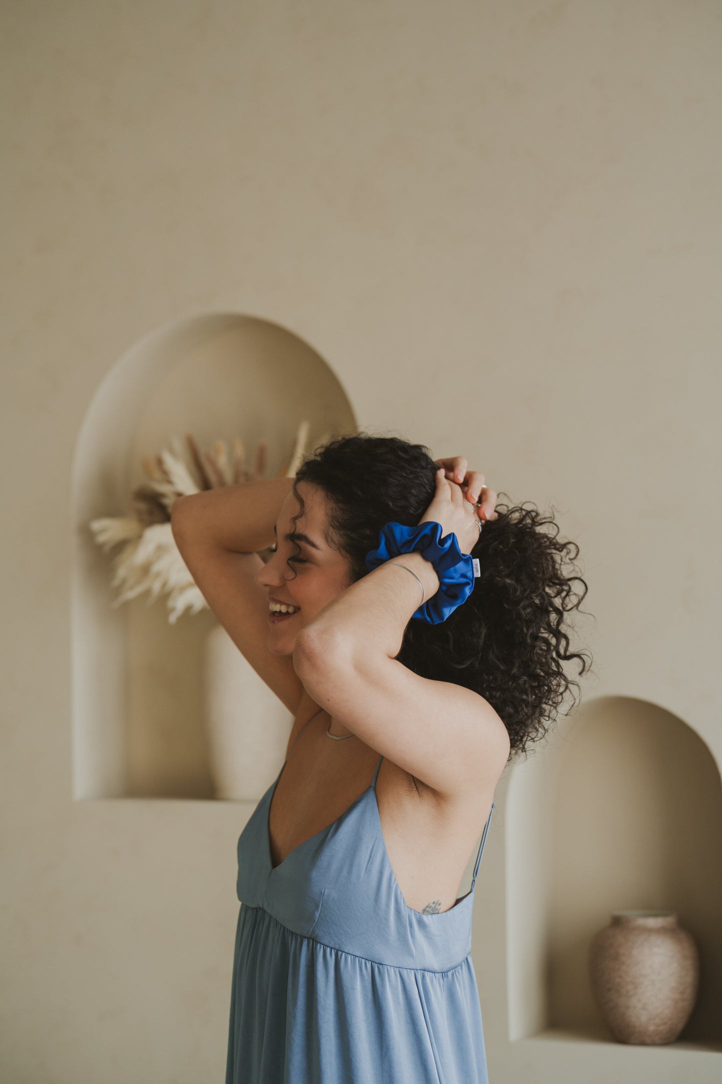 Chouchou en satin - Bleu royal