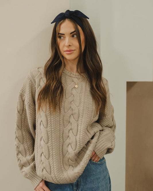 Bandeau avec boucle - Lin marine