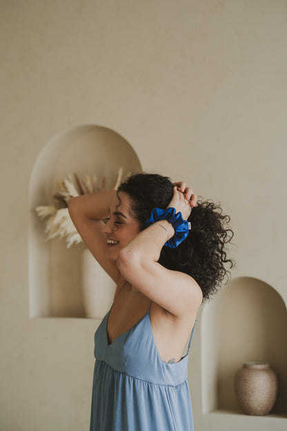 Chouchou en satin - Bleu royal