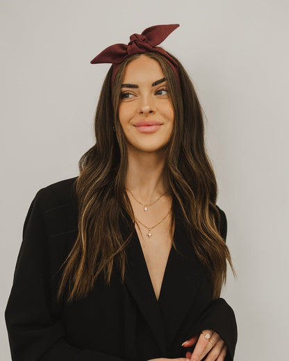 Bandeau avec boucle en lin - Bordeaux