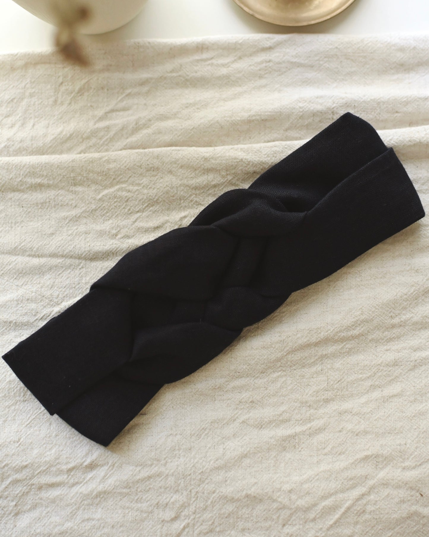 Bandeau tressé en lin - Marine
