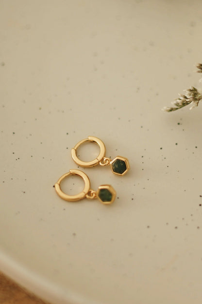 Boucles d'oreilles Moss Agate - Vermeil