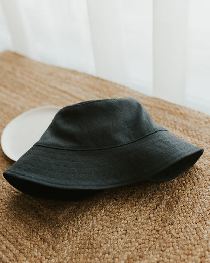 Bucket Hat 100 % lin - Marine