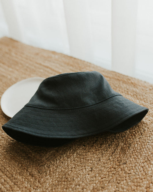 Bucket Hat 100 % lin - Marine