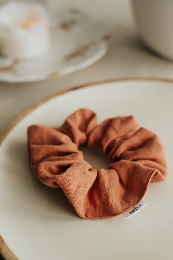 Chouchou en lin - Rose Lava