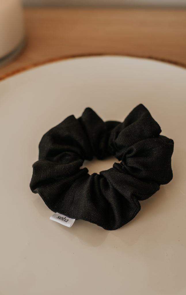Chouchou en lin - Noir