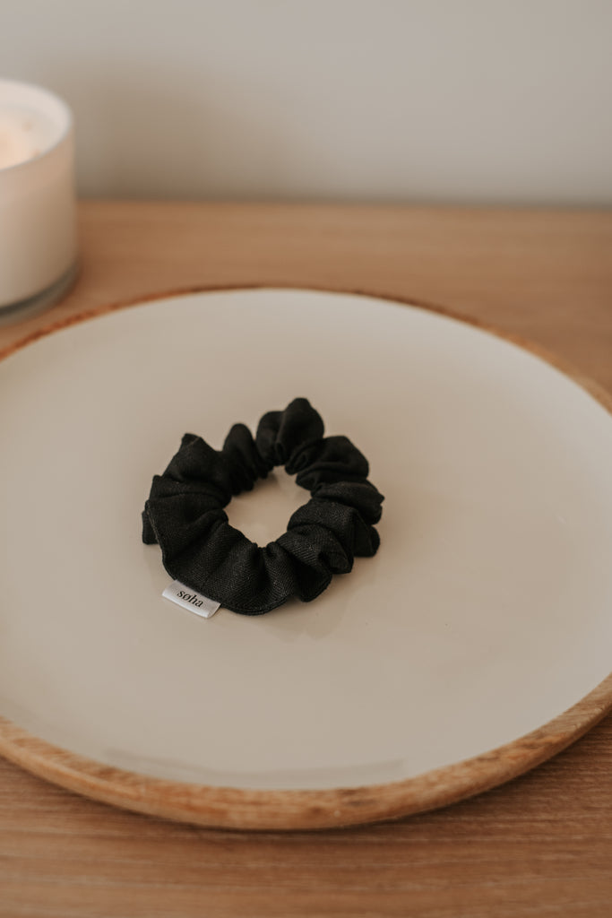 Chouchou en lin - Noir