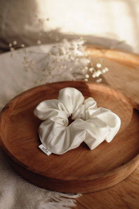Chouchou en satin - Blanc cassé