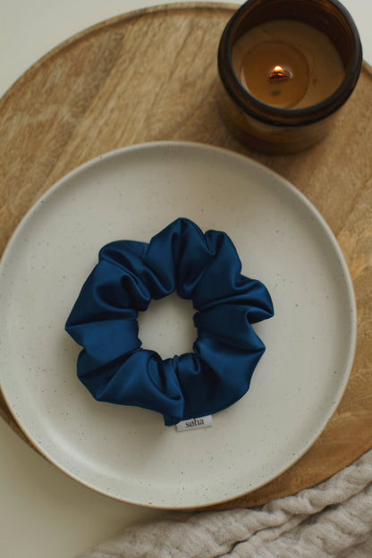 Chouchou en satin - Bleu royal