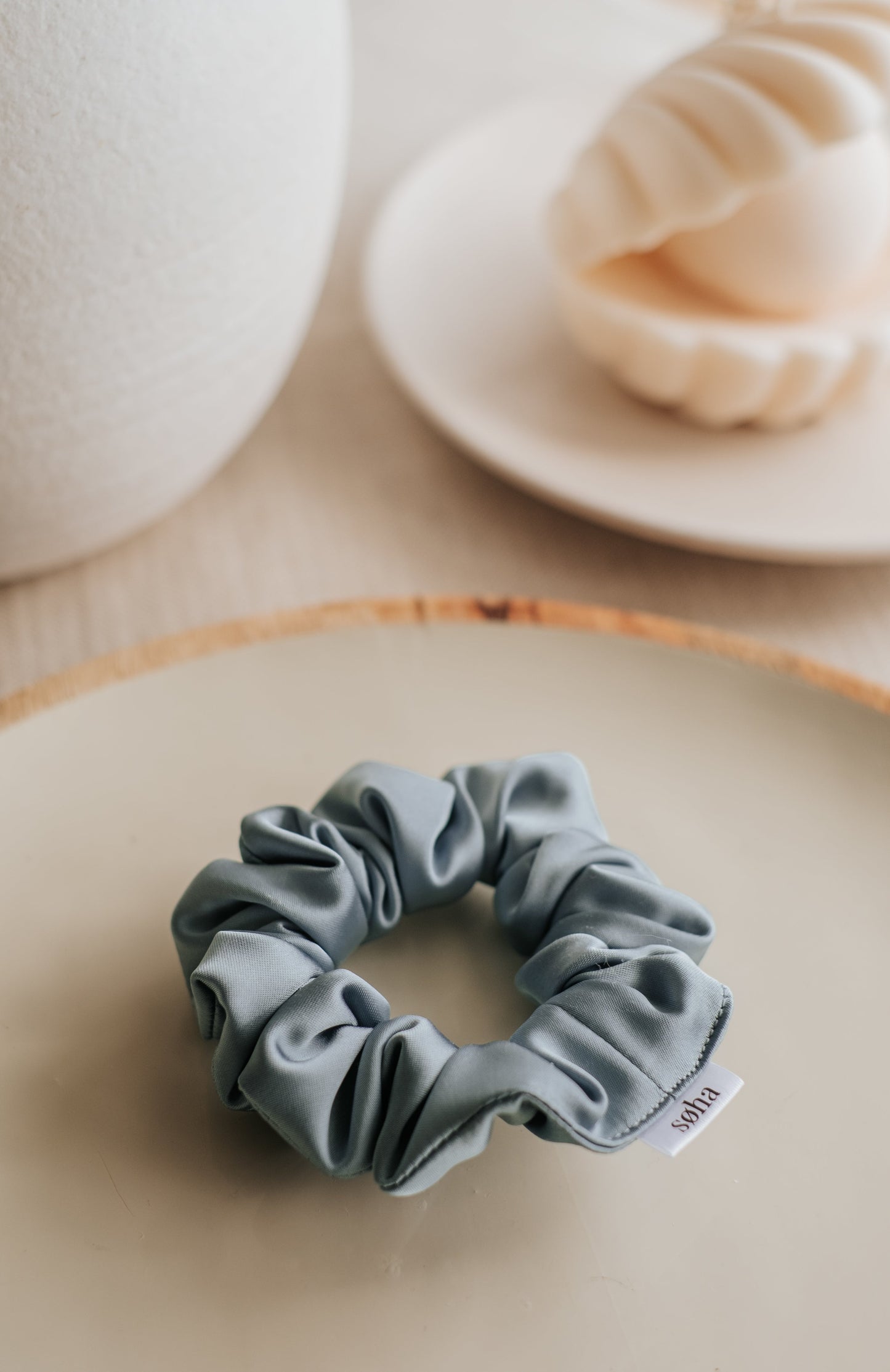Chouchou en satin - Bleu turquoise