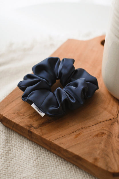 Chouchou en satin - Bleu nuit