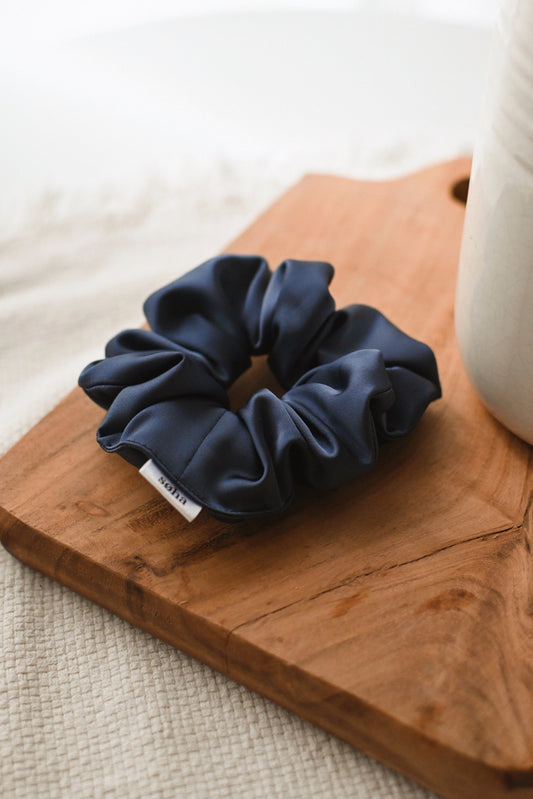 Chouchou en satin - Bleu nuit