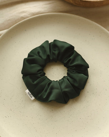 Chouchou en satin - Vert foncé