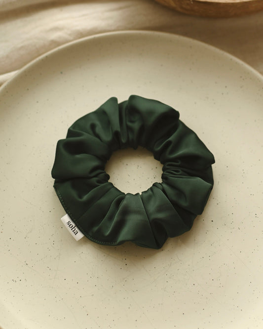 Chouchou en satin - Vert foncé