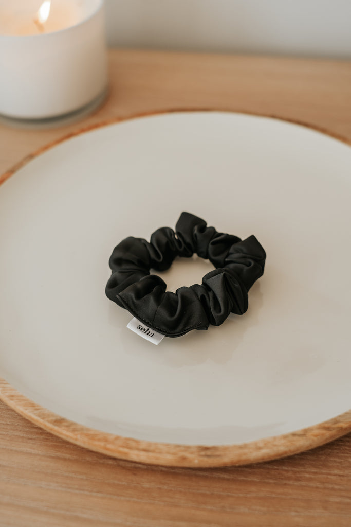 Chouchou en satin - Noir