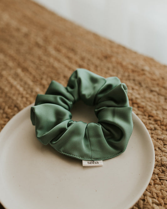Chouchou en satin - Pistache