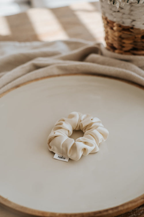 Chouchou en soie - Crème