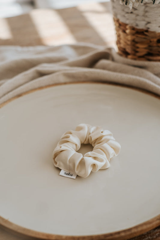 Chouchou en soie - Crème