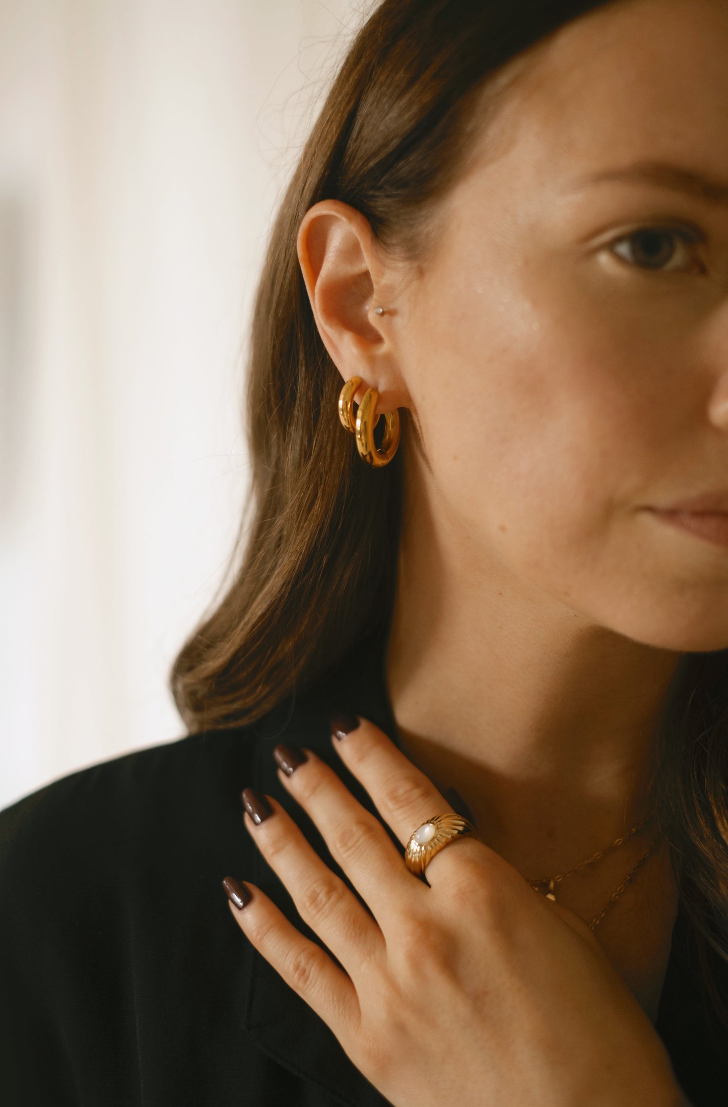 Boucles d'oreilles Bold Hoops 18 mm - Plaqué Or